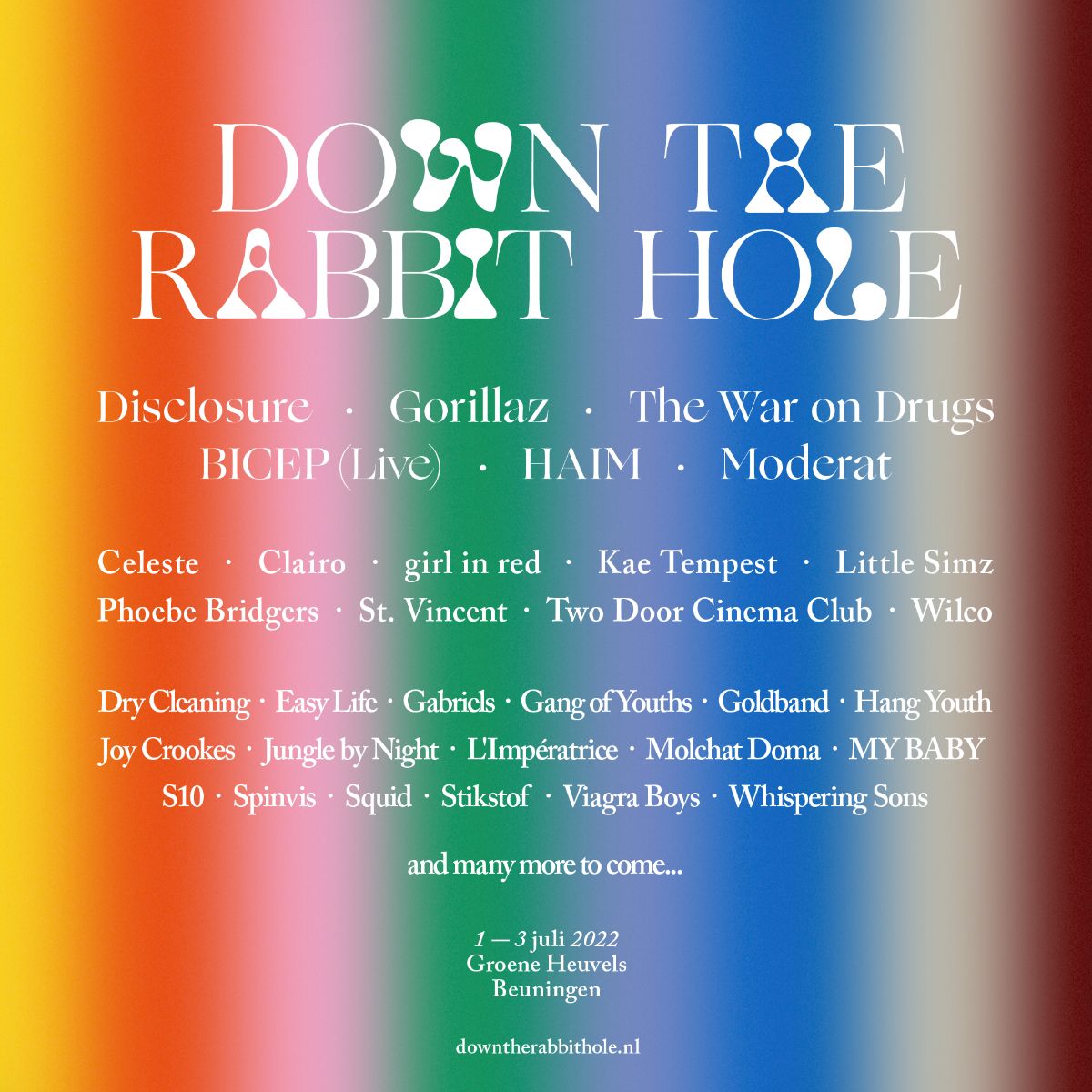 Meteen tweeëndertig namen voor Down The Rabbit Hole